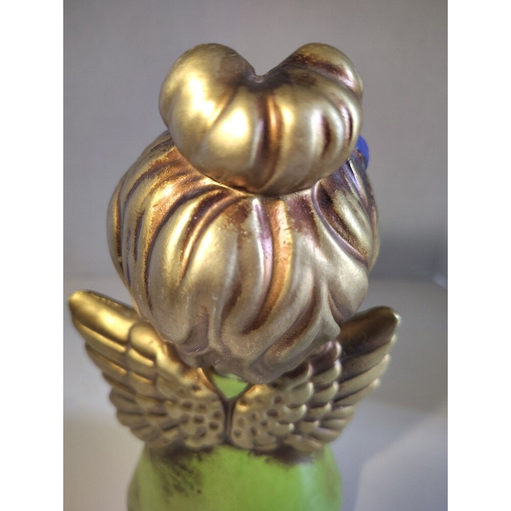 VTG HOLT HOWARD Chalkware Christmas Angel Green Blue Holding Bird Wings Japan 55 - Picture 6 of 14
